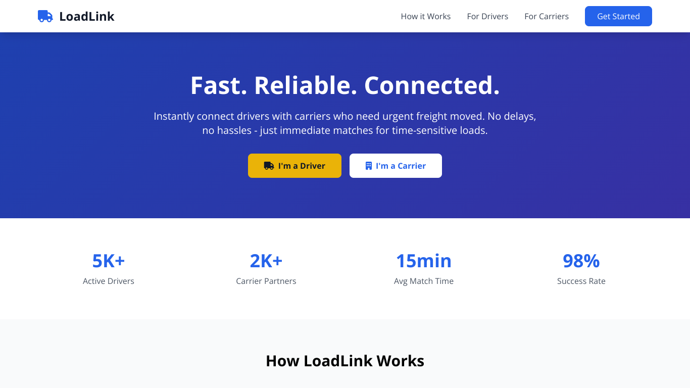 LoadLink driver and carrier matching