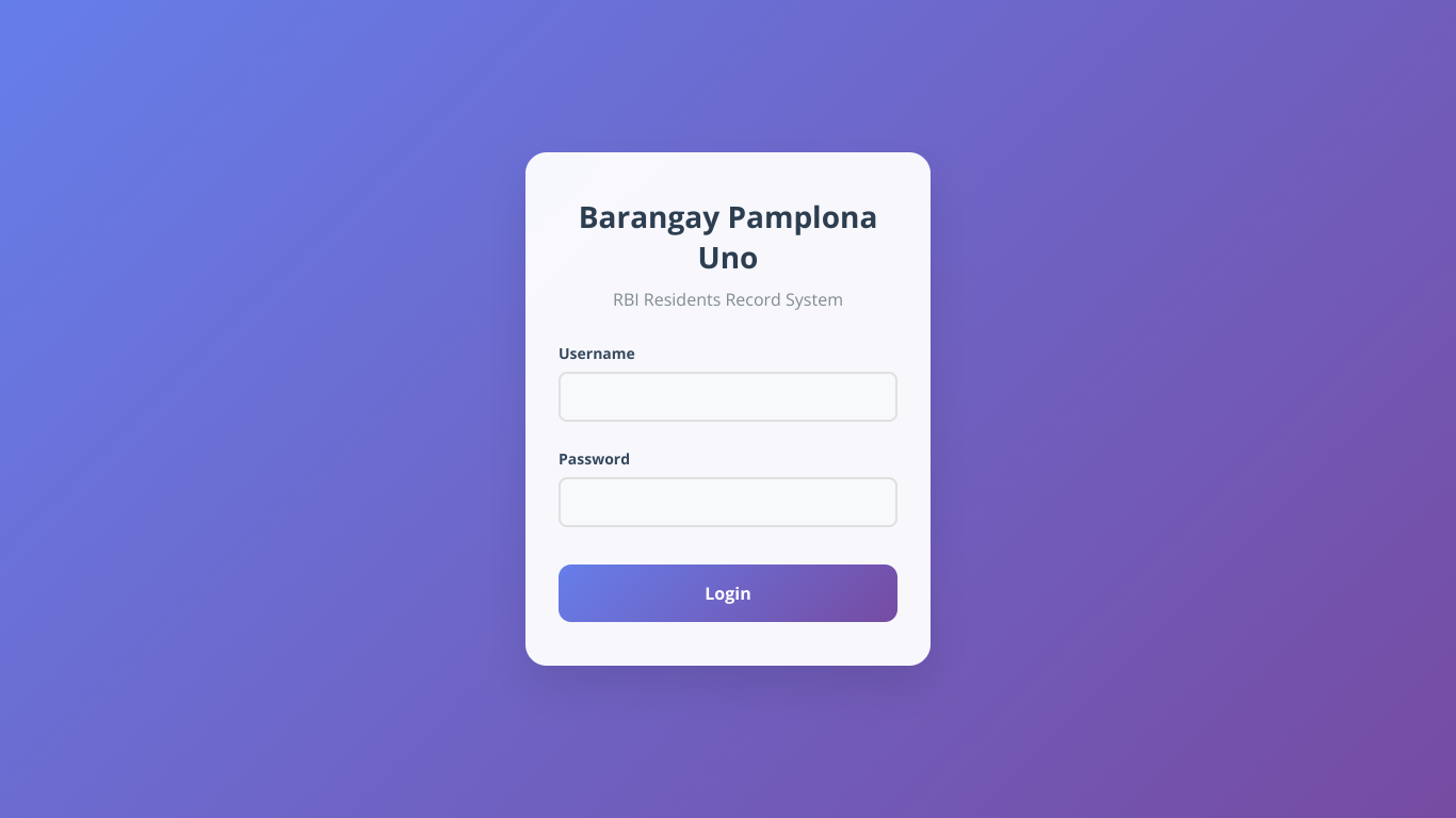 create a website for RBI residents record of barangay pamplo