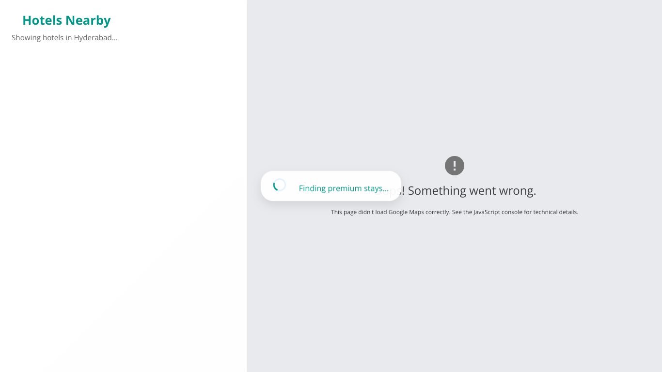 Hotels finder with dynamic animations