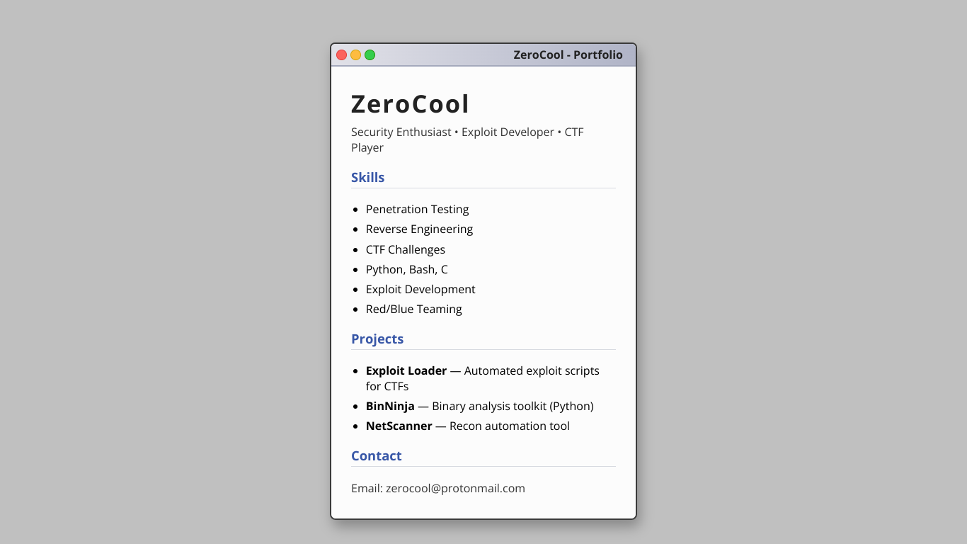 Hacker-themed portfolio website