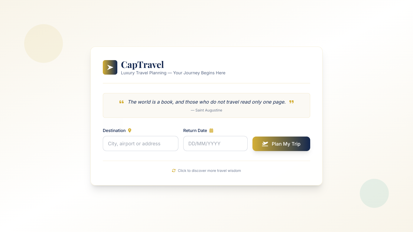 Travel webpage with dynamic premium design