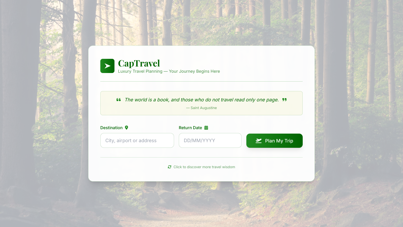 Travel planner with nature background