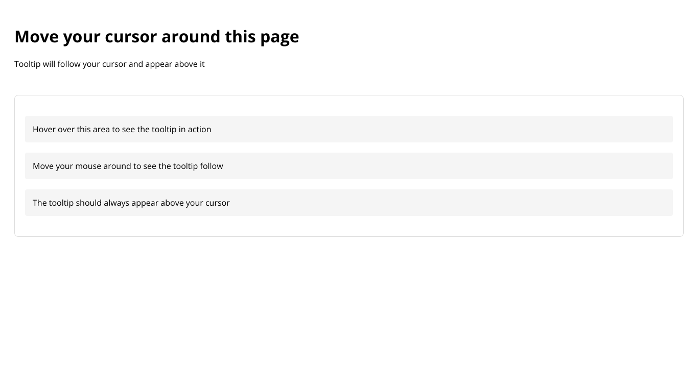 Tooltip following cursor across page